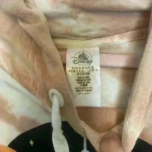 Disney parks Princess Jasmine Graphic Tie Dye Cropped Hooded Sweatshirt Size 2X - Picture 3 of 3